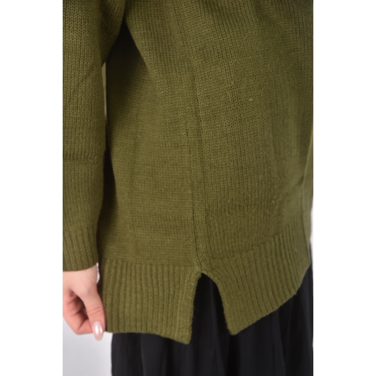 (XL) earth music ecology質感高領綠色長袖上衣二手衣, , large