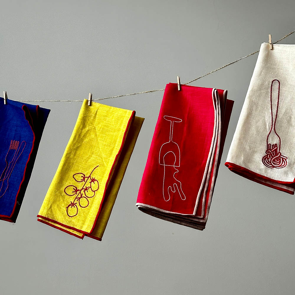 Embroidered Napkins-Wine, , large