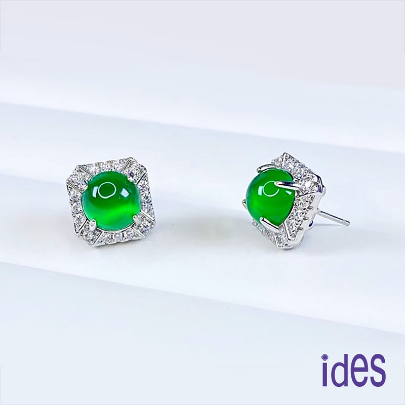 [ides愛蒂思] 輕珠寶東方系列冰種綠玉髓耳環/知性, , large