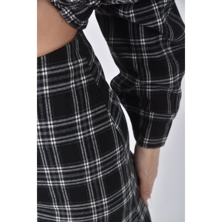 (S) huchujing質感格紋黑色套裝二手衣, , large