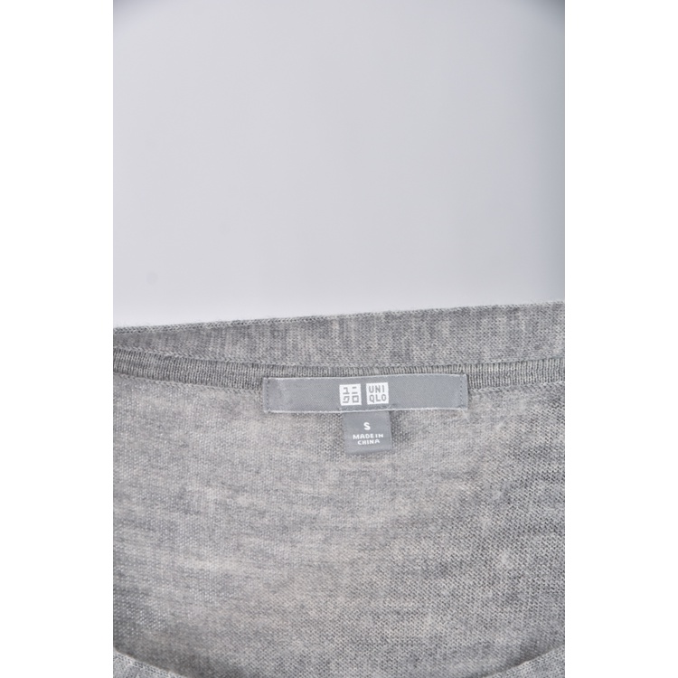 (S) uniqlo質感羊毛純羊毛灰色長袖上衣二手衣, , large