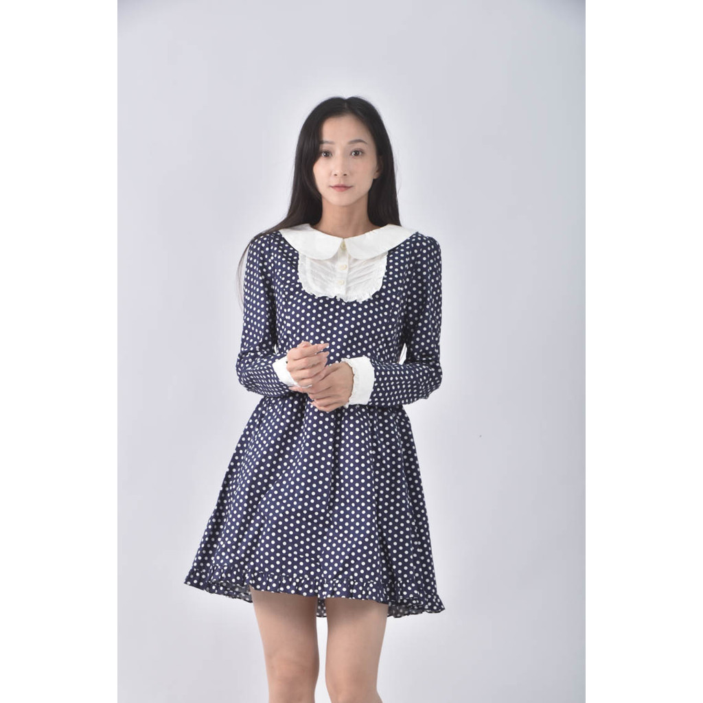 (S) knights bridge點點藍色洋裝二手衣