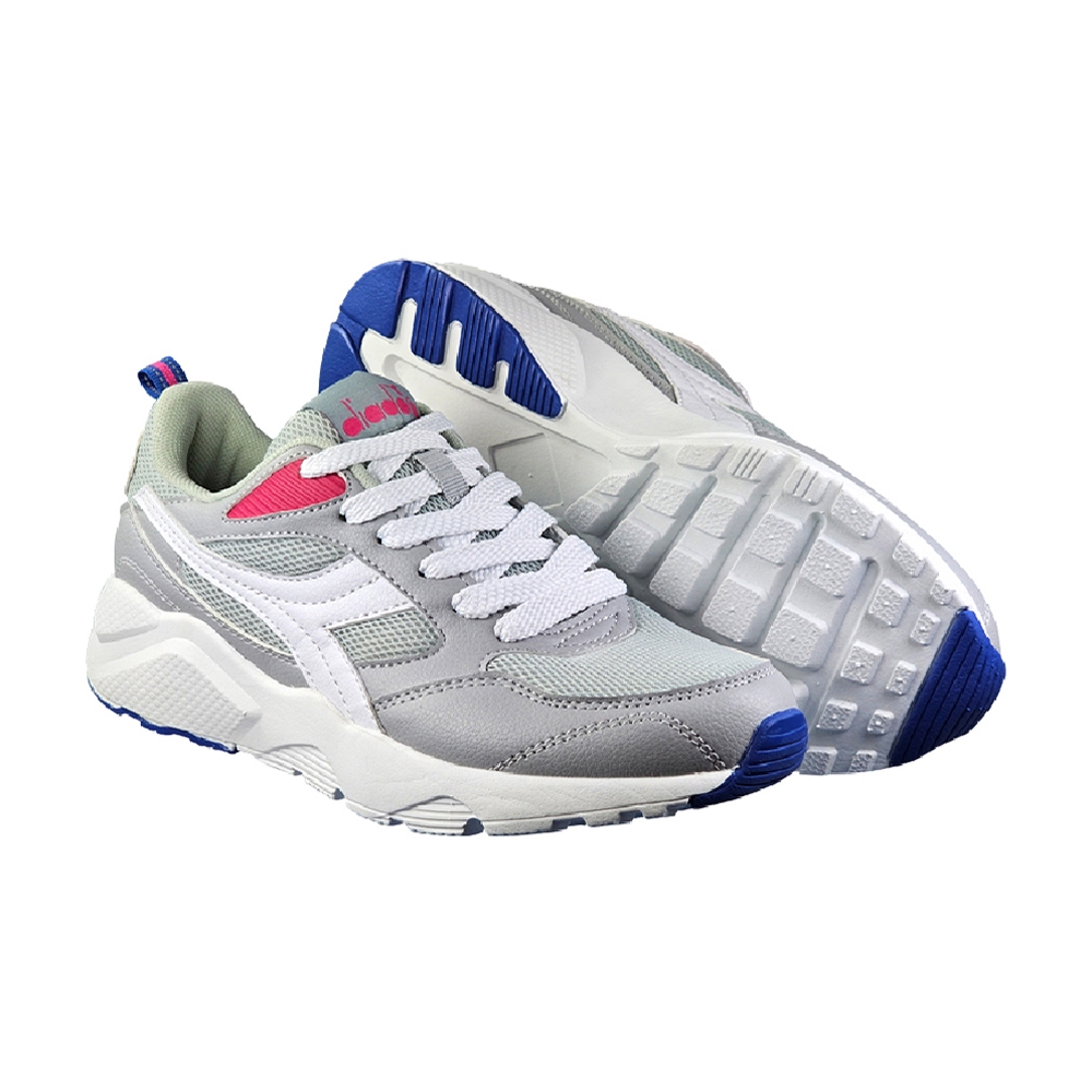DIADORA迪亞多那 復古時尚休閒鞋 女運動鞋 女鞋 拼接 反光 透氣 Q彈 乳膠鞋墊 輕量 耐磨 止滑 灰白 藍粉, , large