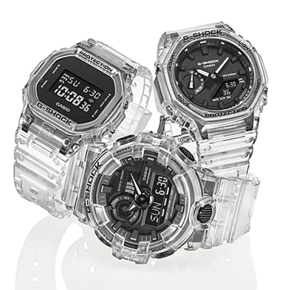 CASIO 卡西歐 G-SHOCK 透明特別版 八角 電子錶 GA-2100SKE-7A, , large