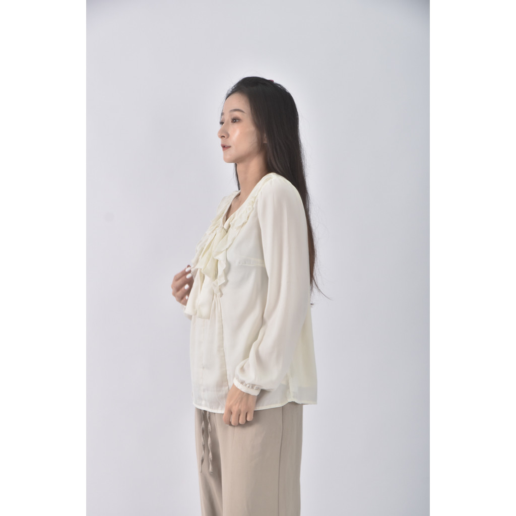 (M) cecil mcbee蝴蝶結白色長袖上衣二手衣, , large