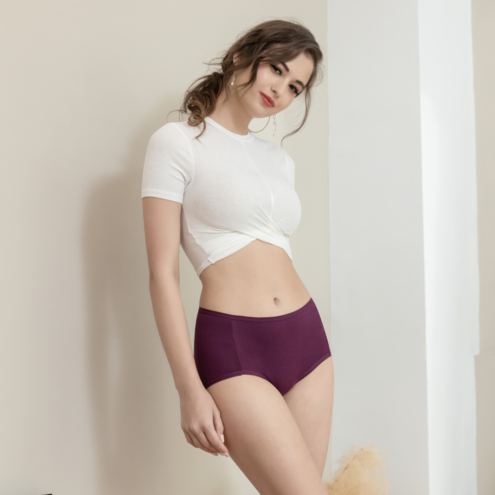 【Clany可蘭霓】竹碳天絲棉抑菌中腰內褲M-XL 紫色 2220-95, , large