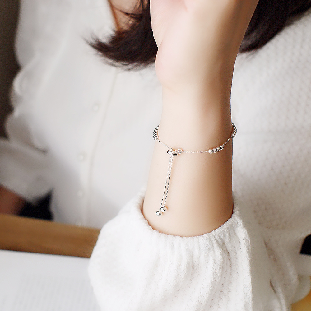 【BLUMA銀飾】925純銀串珠手鏈 小圓球純銀手鍊 女生禮物, , large