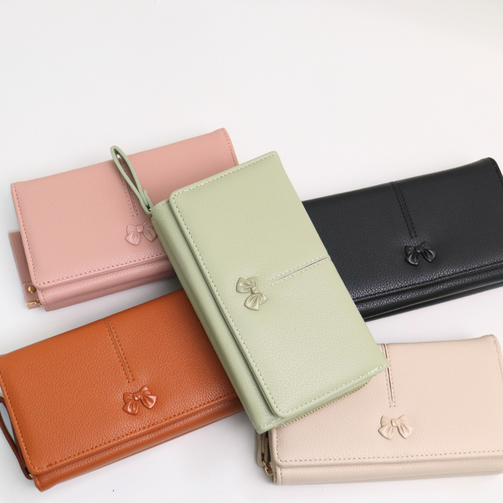 Ribboné 柔霧翻蓋零錢長夾-橘褐色  女夾 人氣女用皮夾 情人節禮物, , large