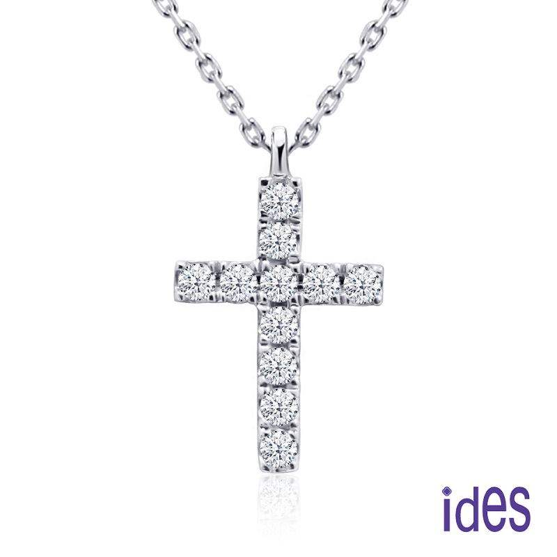 [ides愛蒂思] 成年禮 生日禮 日系輕珠寶OL系列設計款14K金鑽石項鍊鎖骨鍊/十字架（大）, , large