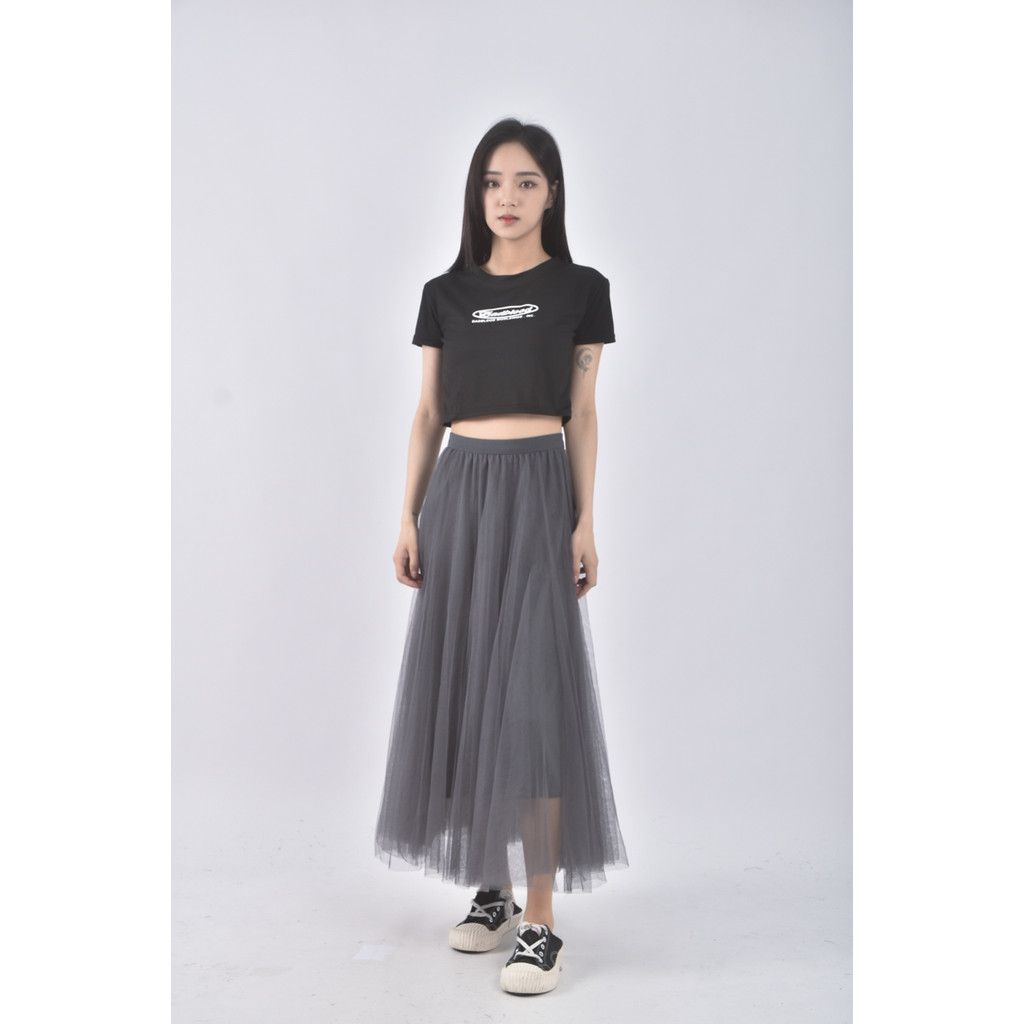 (S) 質感紡紗灰色長裙二手衣, , large