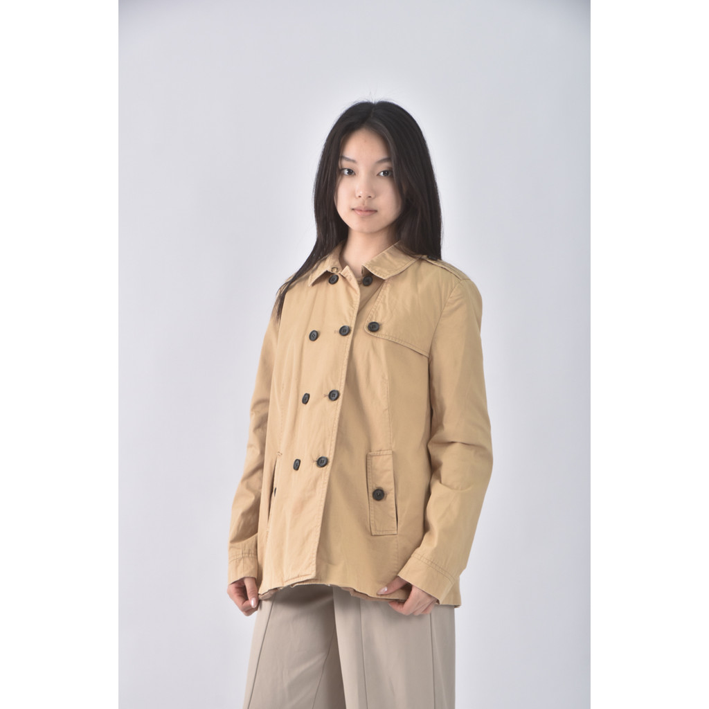 (L) zara排扣杏色外套二手衣, , large