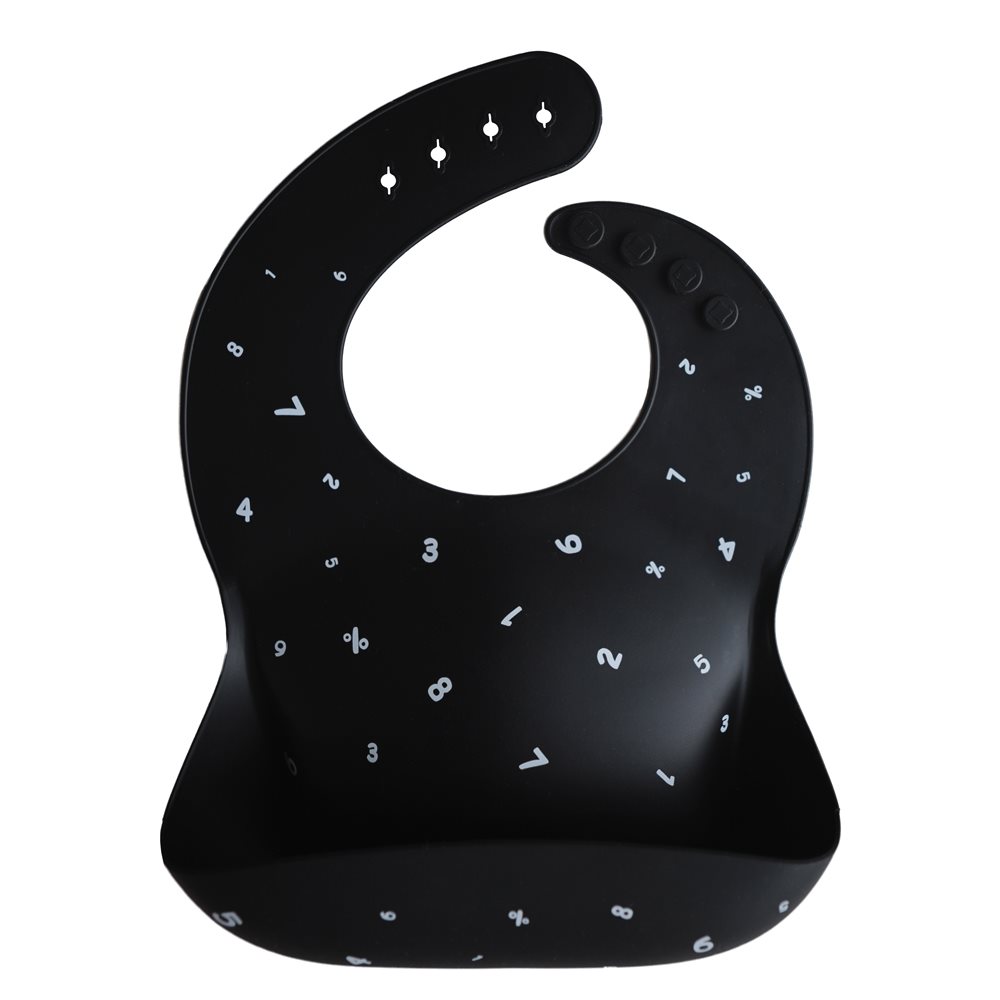 Mushie Silicone Bib - Black Numbers, , large