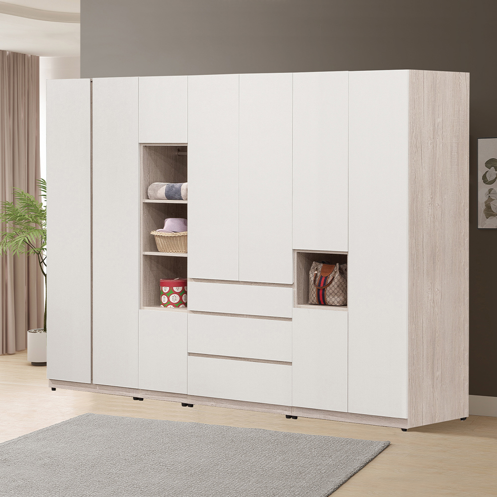 【唯熙傢俱】紀薇橡木雙色2.6尺雙吊衣櫃, , large