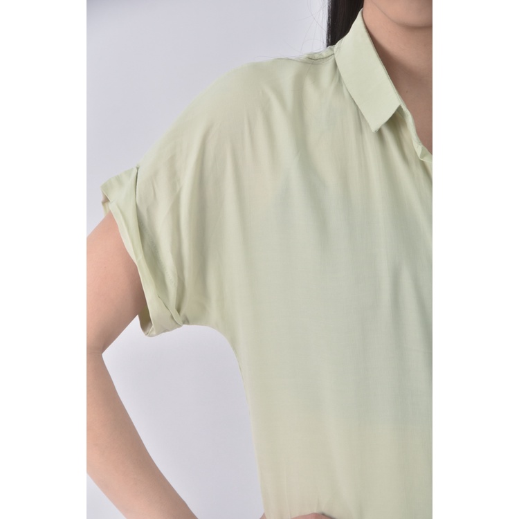 (S) macro質感綠色短袖上衣二手衣, , large