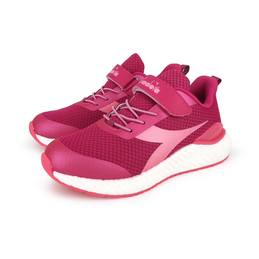 DIADORA迪亞多那 創新彈力科技大童鞋 童運動鞋 童鞋 魔鬼氈 透氣 保護後跟 緩震 止滑 藍白 黑綠 梅紅 藍粉, , large