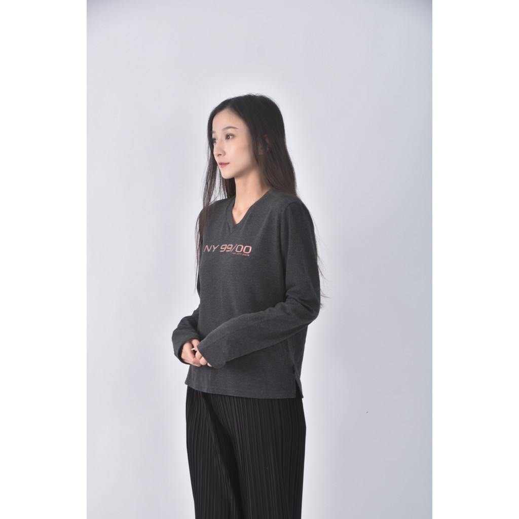 (M) ny jeansV領灰色長袖上衣二手衣, , large