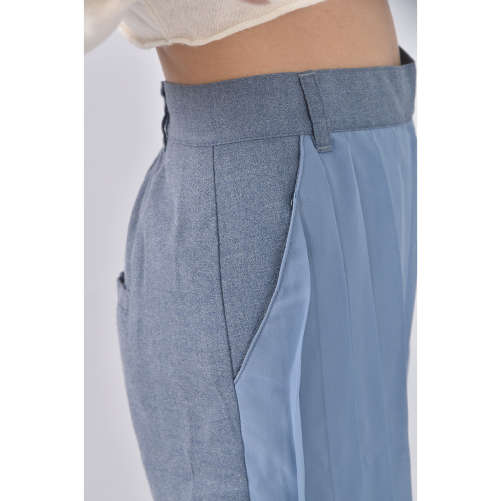 (L) gozo高腰鬆緊腰藍色長褲二手衣, , large