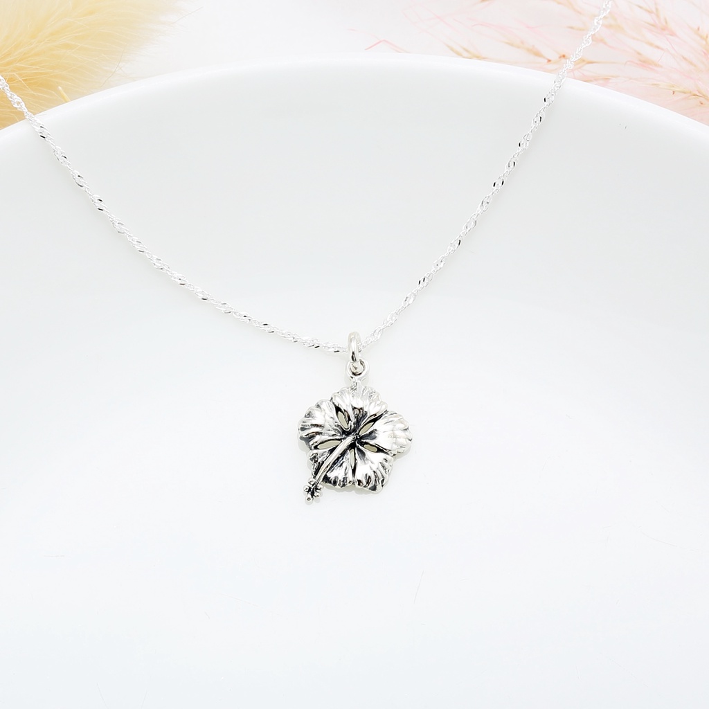 【Angel & Me】堅強 木槿花 s925 純銀 設計師 手作 項鍊 附拭銀布 生日 聖誕 情人節 禮物, , large