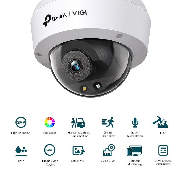 TP-LINK 昌運監視器組合 VIGI NVR1104H-4P 4路主機+VIGI C230 3MP半球網路攝影機*2, , large