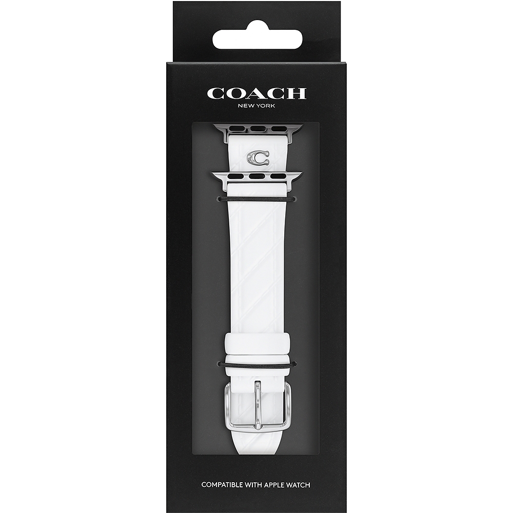 COACH Apple Watch 錶帶 38/40/41mm適用 白色菱格紋矽膠錶帶 520快樂 送禮 禮物(不含手錶, , large
