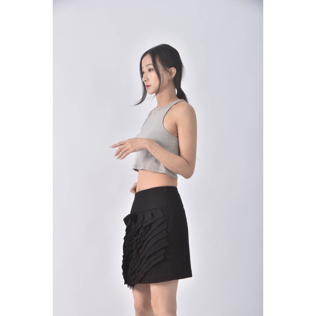 (M) feng chii lian波紋黑色短裙二手衣, , large