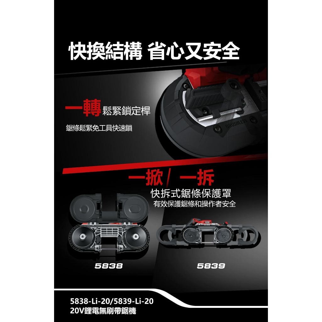 WIN五金 DEVON 大有 充電式帶鋸機 5839-Li-20手持便攜式多功能金屬鋰電切割機鋼鋸條, , large