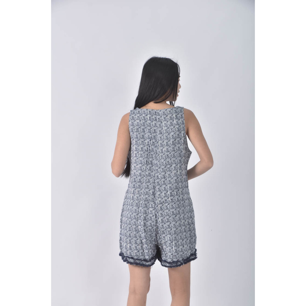 (4XL（含）以上) h e a n高腰小香風質感口袋藍色連身裝二手衣, , large