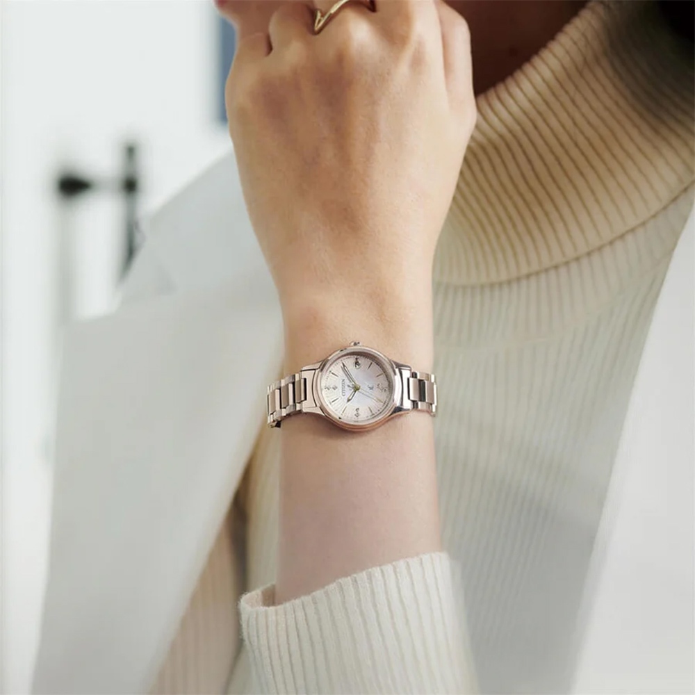CITIZEN 星辰 XC 輕奢光限量款 晨光 光動能鈦金屬電波女錶 ES9497-61X, , large