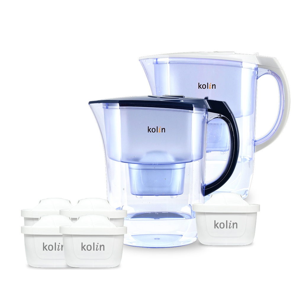 Kolin 歌林 3.8L濾水壺(內含四重濾芯*1)+四重濾芯4入(共1壺5芯/適用Brita), , large
