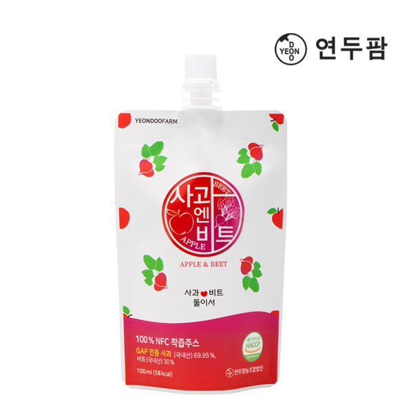 【韓國YEONDOOFARM妍杜農場】NFC 100% 好農蘋果甜菜汁禮盒組 (100ml × 20包), , large
