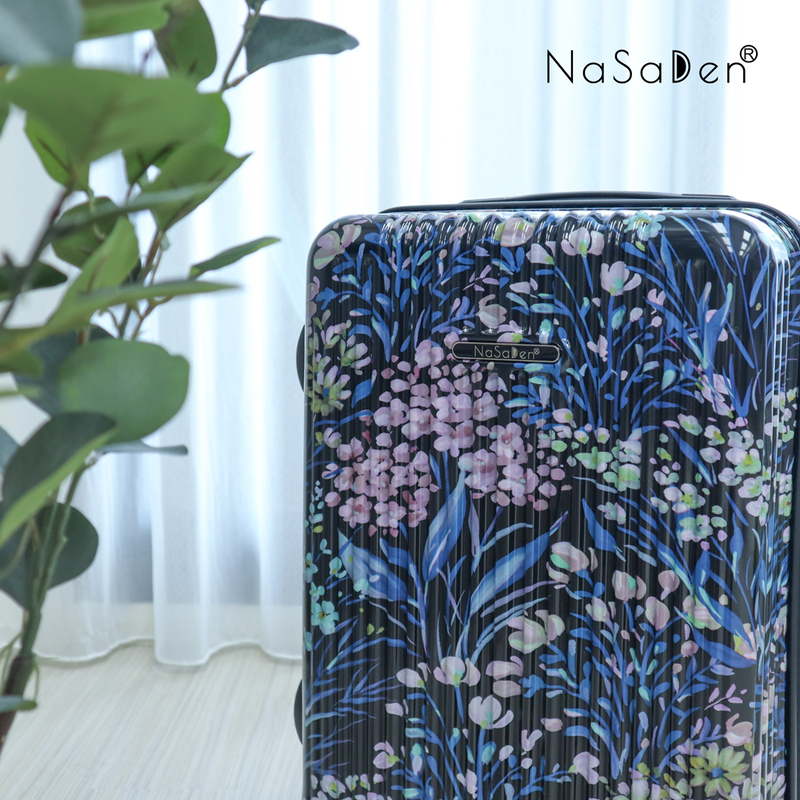NaSaDen [Black Flower]29" Checked Zipper Luggage, , large