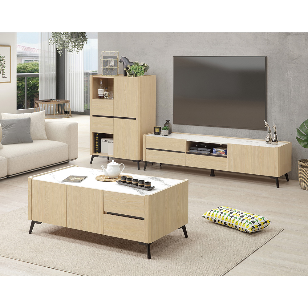 【唯熙傢俱】萊恩黃橡木4尺仿石紋大茶几, , large