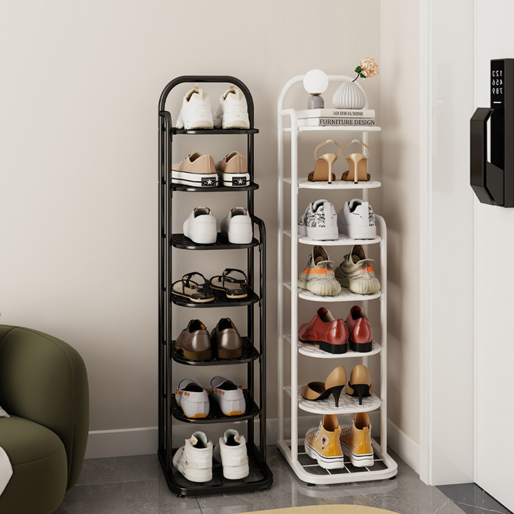【AOTTO】鐵藝質感七層置物收納鞋架-黑色(FT-016BK)