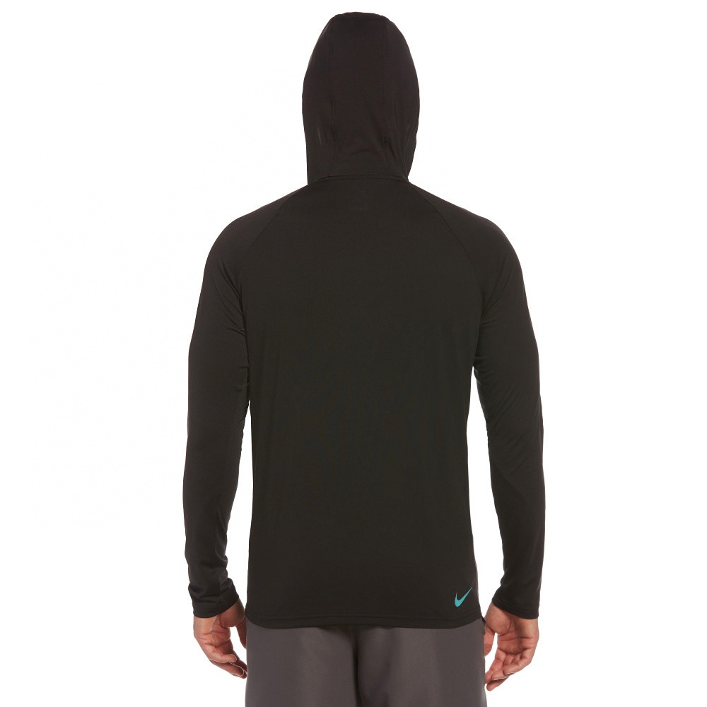 NIKE OUTLINE LOGO HOODED成人男性連帽防曬衣 戶外運動 乾爽 透氣 彈性 舒適 抗UV 黑 白 藍, , large