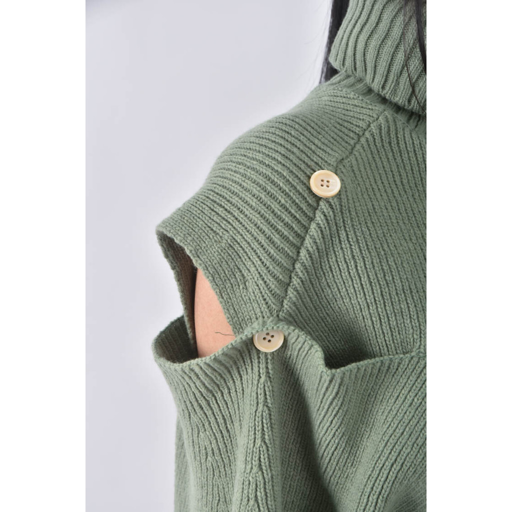 (L) basting高領綠色毛衣二手衣, , large