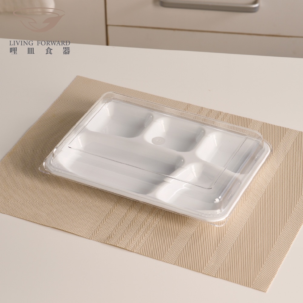 【哩皿食器】台灣製  食品級Tritan 五格餐盤(含上蓋), , large