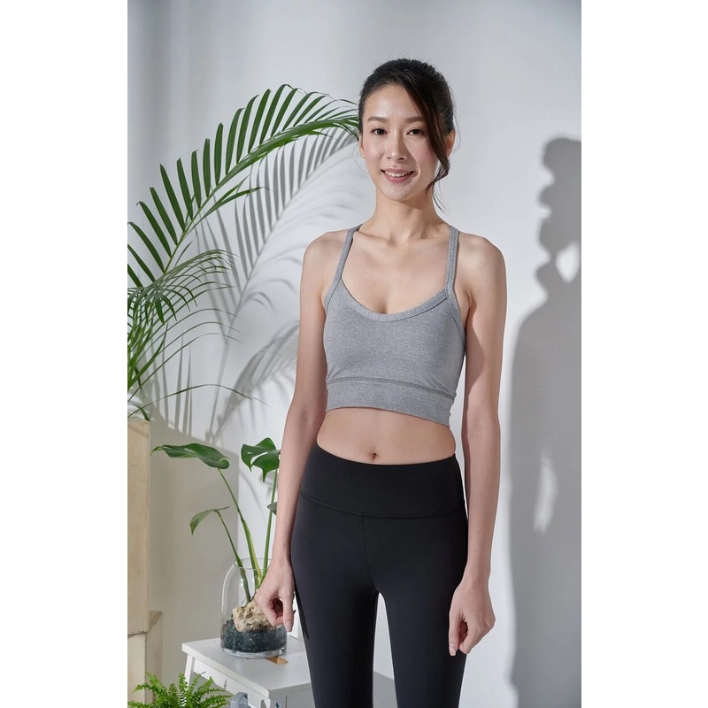 YOGA FLOW Ashly Bra - 交織細帶短版上衣 - 石板灰 Stone Grey, , large