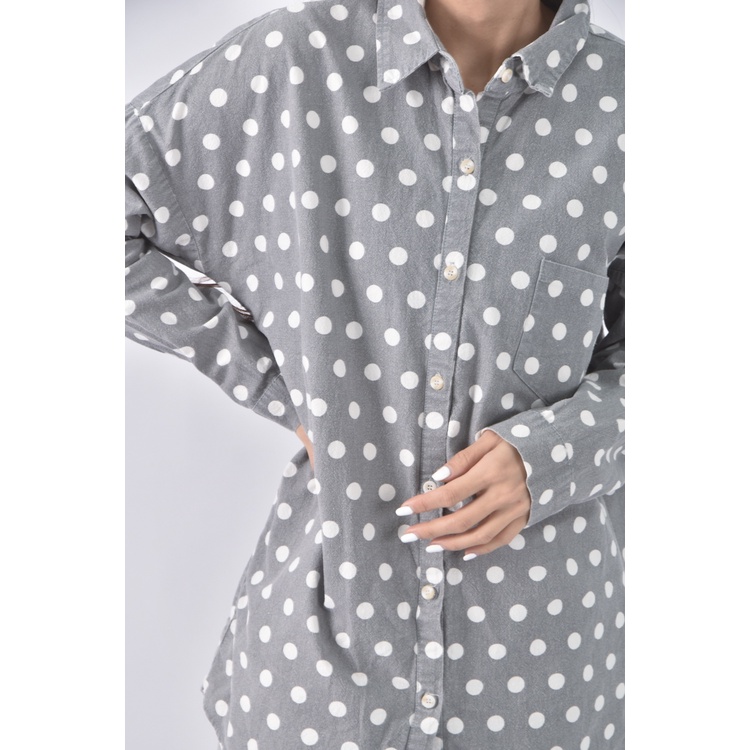 (F) ssunny韓牌質感棉質點點灰色長袖上衣二手衣, , large