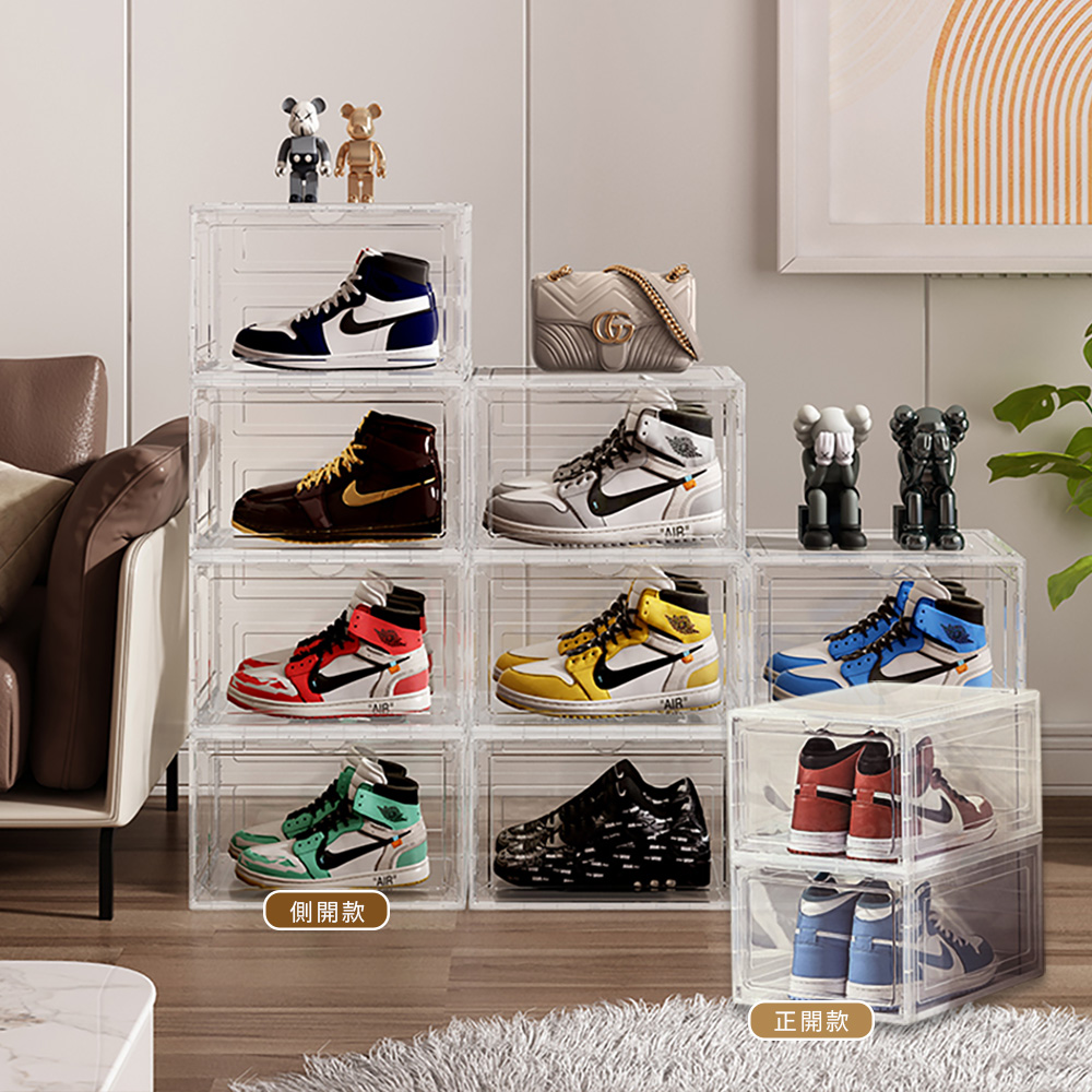 【AOTTO】磁吸透明加厚收納鞋盒6入-透明正開 ( AL-210W ), , large