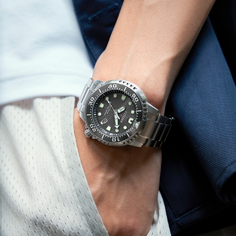 CITIZEN 星辰 PROMASTER 珍珠灰 光動能200米潛水錶 BN0167-50H, , large