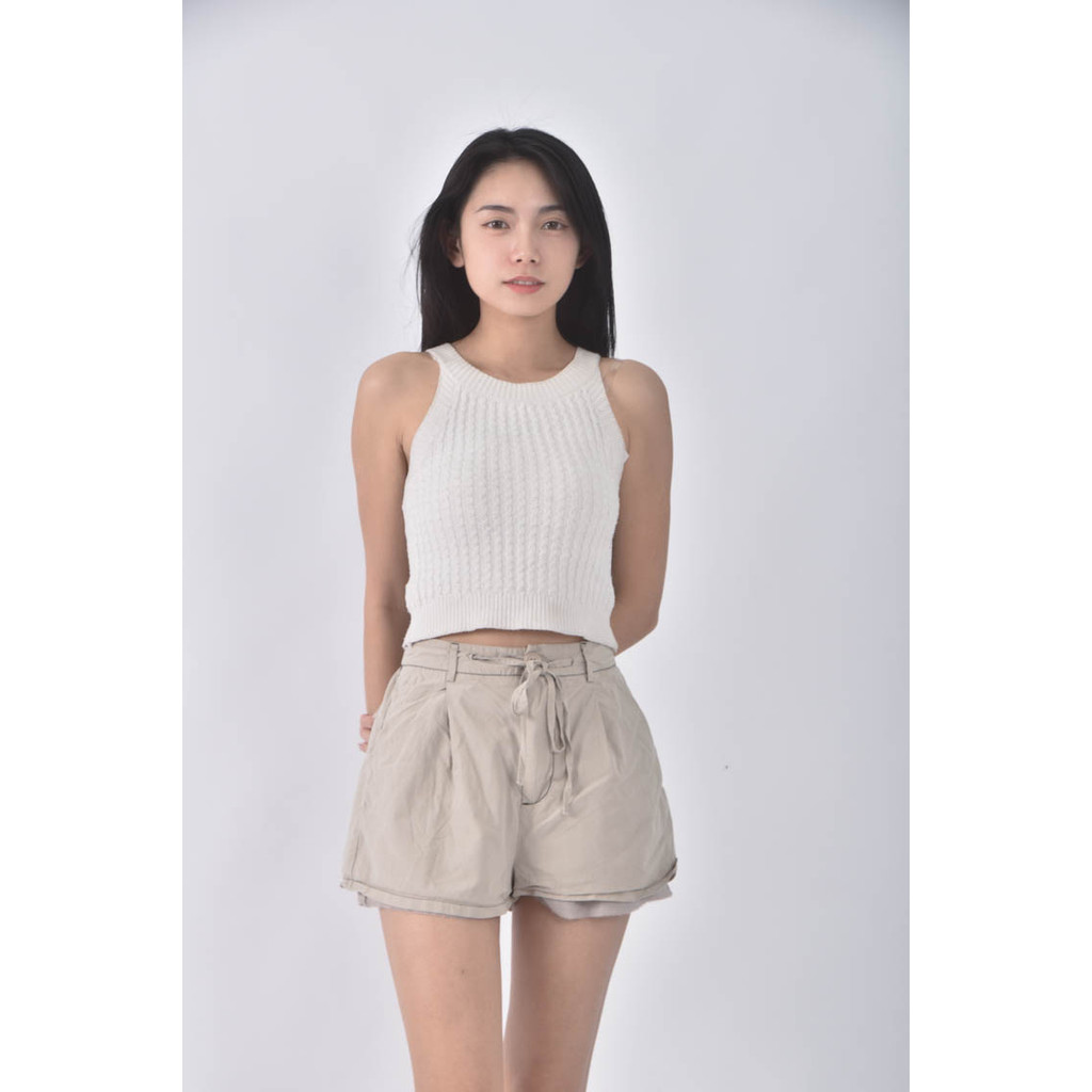 (S) 【粿粿私服】高腰抽繩灰色短褲二手衣, , large