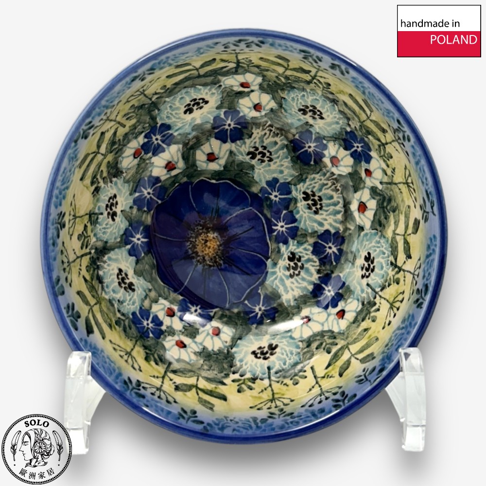 【SOLO Vintage】Cerraf Polish Pottery 13cm Rice Bowl Traces of Fragrance in the Blue Fields Series Made in Poland, , large
