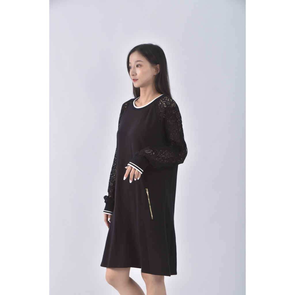 (S) juicy couture質感棉質撞色領口黑色洋裝二手衣, , large