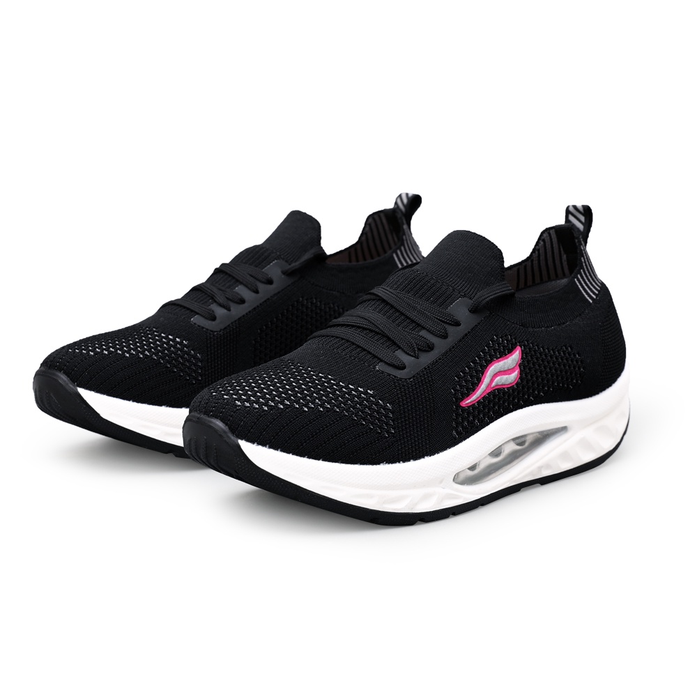 HANGTEN專利足弓氣墊鞋 女鞋 休閒鞋 健走鞋 編織鞋 保庇天后 王彩樺代言 減壓鞋墊 紓壓 彈力 美腿 藕 藍 黑, , large