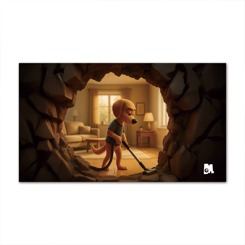 【Monster】 3D Scene Desk Mat (60x34cm) &ndash; Sweeping Dog, , large