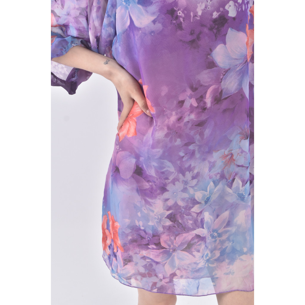 (S) delicacy紡紗圓領紫色洋裝二手衣, , large