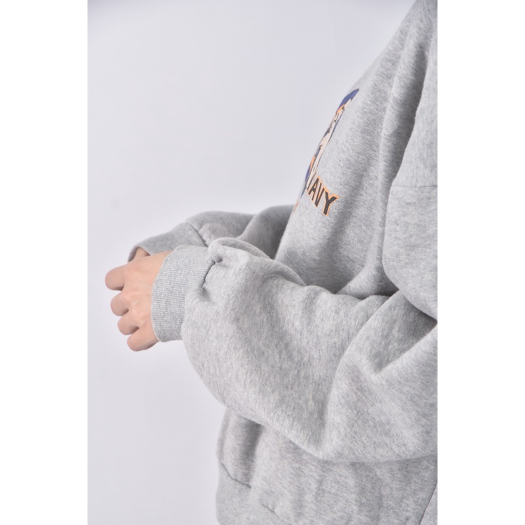 (F) 質感印花灰色長袖上衣二手衣, , large