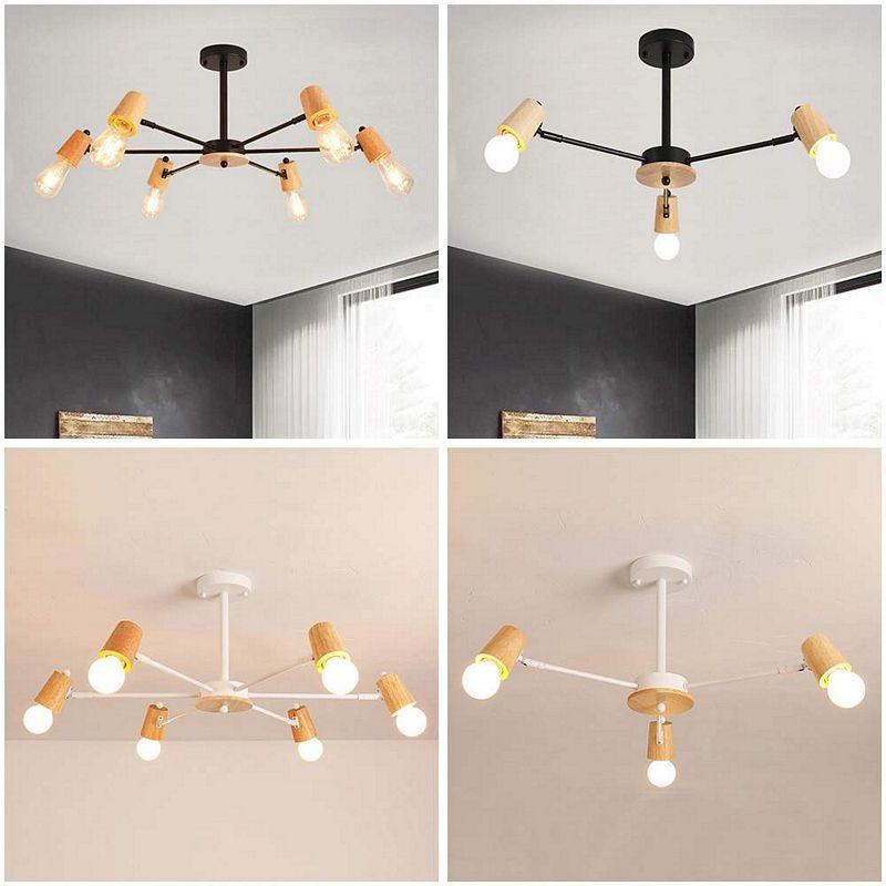 【Honey Comb】北歐風橡木半吸頂燈三燈-白(KC2396), , large