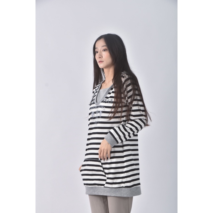 (S) cheau lih erl條紋黑色長袖上衣二手衣, , large