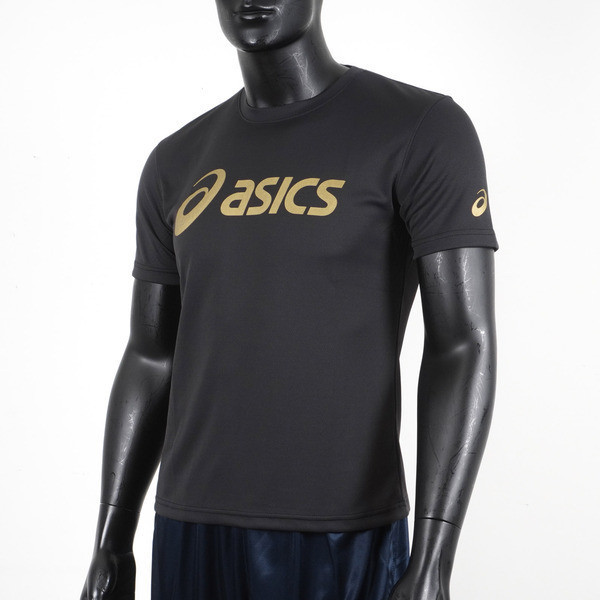 Asics 男女 短袖 T恤 運動 透氣 吸濕 快乾 抗UV 台灣製 延續 黑金 [K31415-90A], , large
